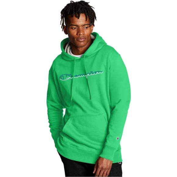 Champion Other - Champion Powerblend Hoodie, Split Script Logo Green Myth Mens size M NWOT
